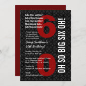 60e verjaardag zwart wit rood OH ZO GROTE ZES OH! Kaart (Voorkant / Achterkant)