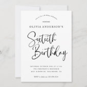 60e verjaardag | Zwart-wit typografie Kaart (Voorkant)