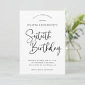 60e verjaardag | Zwart-wit typografie Kaart (Staand voorkant)