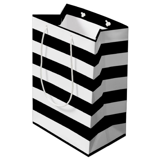 60e verjaardag zwart-witte strepen medium cadeau medium cadeauzakje (Achterkant Gekanteld)