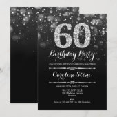 60e verjaardag - Zwart Zilver Kaart (Voorkant / Achterkant)