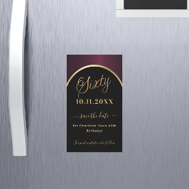 60e verjaardag zwarte bordeaux Save the Date magne