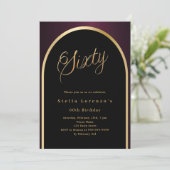 60e verjaardag zwarte Bourgondische gouden boog lu Kaart (Staand voorkant)