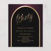 60e verjaardag zwarte Bourgondische gouden boog ui (Voorkant)