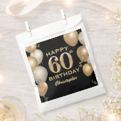 60e verjaardag Zwarte en gouden ballonnen Bedankzakje (Geknipt)