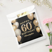 60e verjaardag Zwarte en gouden ballonnen Bedankzakje (Gezegeld)