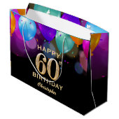 60e verjaardag Zwarte en gouden ballonnen Groot Cadeauzakje (Achterkant Gekanteld)