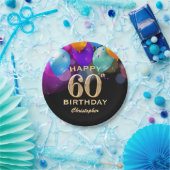 60e verjaardag Zwarte en gouden ballonnen Papieren Bordje (Feest)