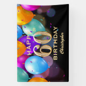 60e verjaardag Zwarte en gouden ballonnen Spandoek (Verticaal)