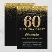 60e verjaardag zwarte en goudglitter-Confetti Kaart (Voorkant / Achterkant)