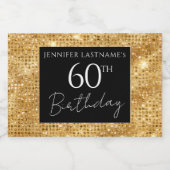 60e verjaardag zwarte en goudhamer sparkling wijnetiket (Enkel label)