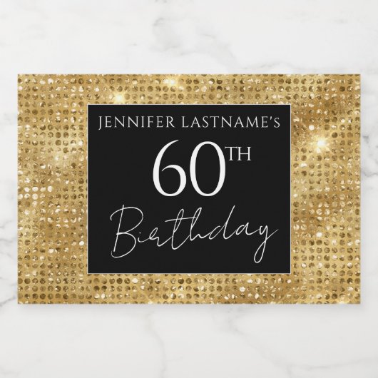 60e verjaardag zwarte en goudhamer sparkling wijnetiket (Enkel label)