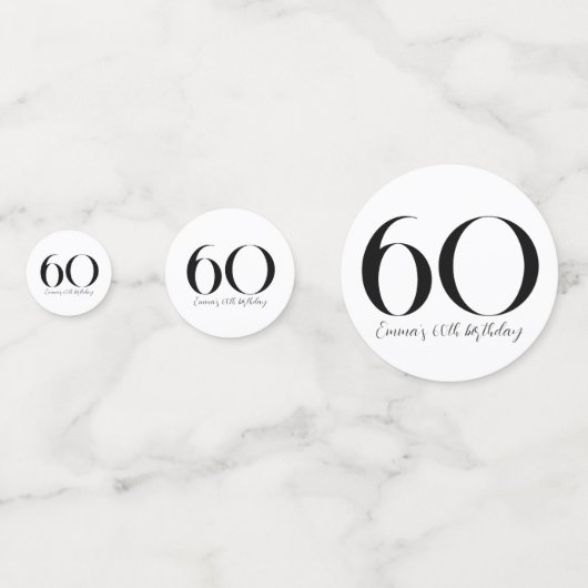 60e verjaardag zwarte en witte Confetti (Voorkanten)