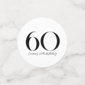 60e verjaardag zwarte en witte Confetti (Kleine voorkant)