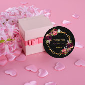 60e verjaardag zwarte floral gold geo burgundy nam bedankjes labels