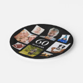 60e verjaardag zwarte foto collage mannen man papieren bordje (Gekanteld)