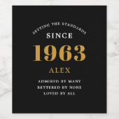 60e verjaardag Zwarte Gold Elegant afbeelding Wijn Etiket (Enkel label)