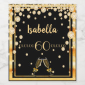 60e verjaardag zwarte gouddiamanten wijn etiket (Enkel label)