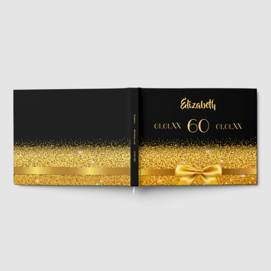 60e verjaardag zwarte gouden boog gastenboek (Volledig)