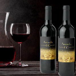 60e verjaardag zwarte gouden elegante naam wijn etiket