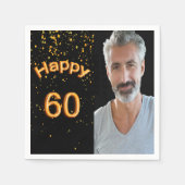 60e verjaardag zwarte gouden foto servet (Voorkant)