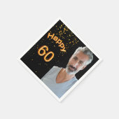 60e verjaardag zwarte gouden foto servet (Hoek)