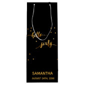 60e verjaardag zwarte gouden hallo 60 wijn cadeautas (Achterkant)