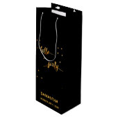 60e verjaardag zwarte gouden hallo 60 wijn cadeautas (Voorkant Gekanteld)