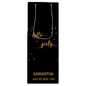 60e verjaardag zwarte gouden hallo 60 wijn cadeautas (Voorkant)