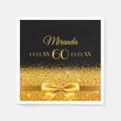 60e verjaardag zwarte gouden klassieke elegant servet (Voorkant)