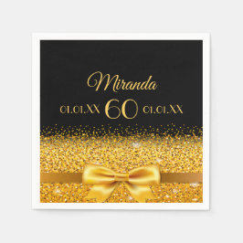 60e verjaardag zwarte gouden klassieke elegant servet