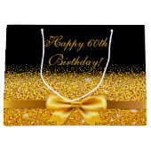 60e verjaardag zwarte gouden klassieke elegante na groot cadeauzakje (Voorkant)