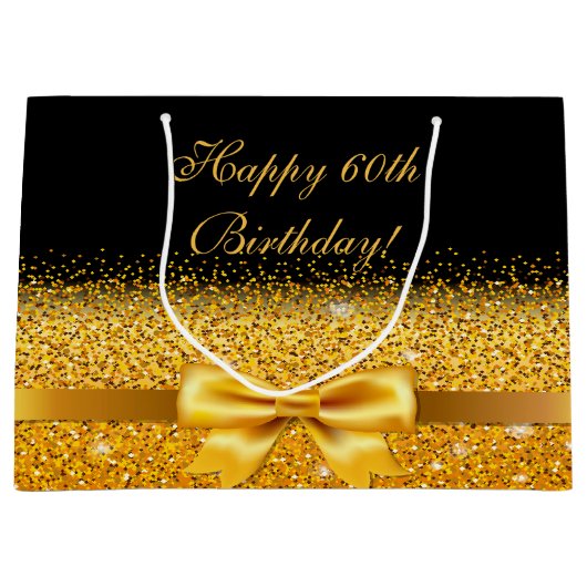 60e verjaardag zwarte gouden klassieke elegante na groot cadeauzakje (Voorkant)