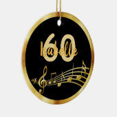 60e verjaardag zwarte gouden muzieknoten naam keramisch ornament (Rechts)