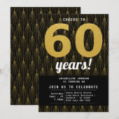 60e verjaardag zwarte goudfeest kaart (Voorkant / Achterkant)