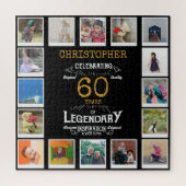 60e verjaardag zwarte goudfoto Collage Legpuzzel (Verticaal)