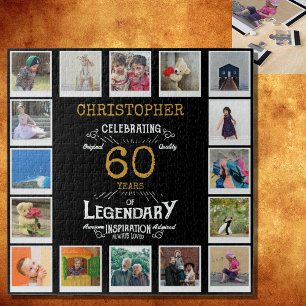 60e verjaardag zwarte goudfoto Collage Legpuzzel
