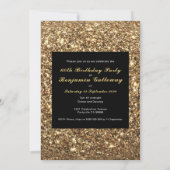 60e verjaardag zwarte goudglitter legant party kaart (Achterkant)