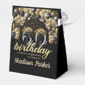60e verjaardag zwarte goudglitter op maat bedankdoosjes (Achterkant)