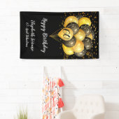 60e verjaardag zwarte goudglitter spandoek (Insitu)