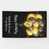 60e verjaardag zwarte goudglitter spandoek (Horizontaal)