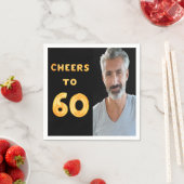 60e verjaardag zwarte goudkaas foto servet (Insitu)