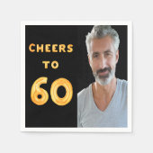 60e verjaardag zwarte goudkaas foto servet (Voorkant)