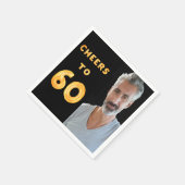 60e verjaardag zwarte goudkaas foto servet (Hoek)