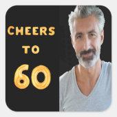 60e verjaardag zwarte goudkaas naar 60 man vierkante sticker (Voorkant)