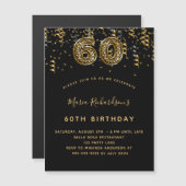 60e verjaardag zwarte goudluipaard luxe magnetische uitnodiging (Voorkant / Achterkant)