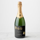 60e verjaardag zwarte goudluipaard sparkling wijnetiket (Voorkant)