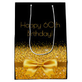 60e verjaardag zwarte goudsparkle medium cadeauzakje (Achterkant)