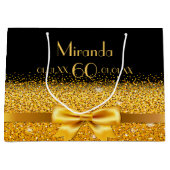 60e verjaardag zwarte goudsparkle naam large cadeautasje (Voorkant)