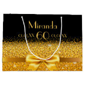 60e verjaardag zwarte goudsparkle naam large cadeautasje (Achterkant)